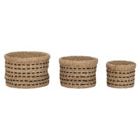 Decoratieve Mand Home ESPRIT Zwart Natuurlijk Jute Zeegras (3 Onderdelen)