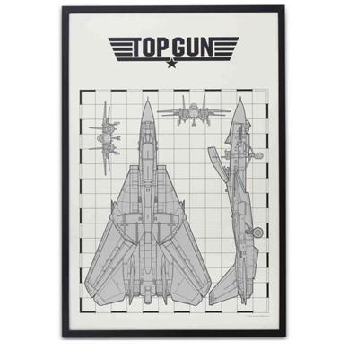 Top Gun Tomcat Schematics Ingelijste Houten Poster - 61 x 90cm