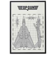 Top Gun Tomcat Schematics Ingelijste Houten Poster - 61 x 90cm