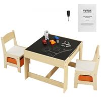 VEVOR kinderzitgroep kindertafel, 2 kinderstoelen 1 tafel kinderzitgroep van MDF van de kwaliteit P2, kindertafelset, stabiel kindermeubel met dubbelzijdig tafelblad en opbergdoos kindermeubelset