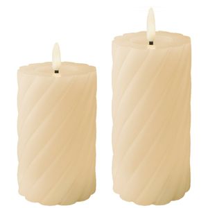 Luxe LED kaarsen/stompkaarsen - set 2x st - creme wit - D7,5 - met timer