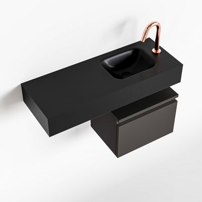 Toiletmeubel Mondiaz Andor | 80 cm | Meubelkleur Dark grey | Lex vrijhangend wastafel Urban Rechts | 1 kraangat