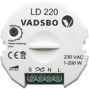 Vadsbo LED dimmer 200W LD220 Pulsdrukker bediening op meerdere plaatsen te bedienen