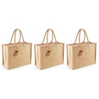 3x stuks jute boodschappentassen/shoppers naturel 42 x 33 x 19 cm