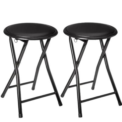 Bijzet krukje/stoel - 2x stuks - Opvouwbaar - zwart/zwart - 46 cm