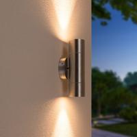 Dax LED Wandlamp - Dimbaar - 8 watt 690 lumen - 2700K Warm Wit - IP65 Waterdicht voor Binnen en buiten - GU10 Vervangbare lichtbron - Up & Down Light - RVS