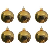 12x Gouden glazen kerstballen 8 cm glans