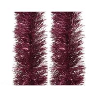 2x stuks kerstboom slingers/lametta guirlandes framboos roze (magnolia) 270 x 10 cm - Kerstslingers - thumbnail