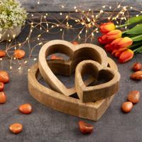 Amelia - decoratieve harten - hout - mangohout - 24/18/11 cm