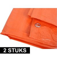 2x Oranje afdekzeilen / dekzeilen 2 x 3 meter