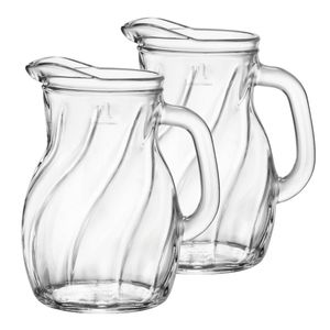 2x stuks glazen schenkkannen/waterkannen 1 liter - Waterkannen