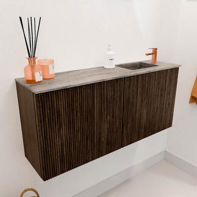Toiletmeubel Mondiaz Joya Dlux | 90 cm | Meubelkleur Walnut | Faye wastafel Oza Wasbak Rechts | 1 kraangat