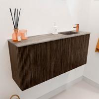 Toiletmeubel Mondiaz Joya Dlux | 90 cm | Meubelkleur Walnut | Faye wastafel Oza Wasbak Rechts | 1 kraangat