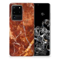 Samsung Galaxy S20 Ultra TPU Siliconen Hoesje Marmer Bruin - thumbnail