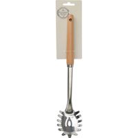 Keukengerei spaghetti opscheplepel RVS steel en houten handvat 32 cm - Keuken gardes - thumbnail