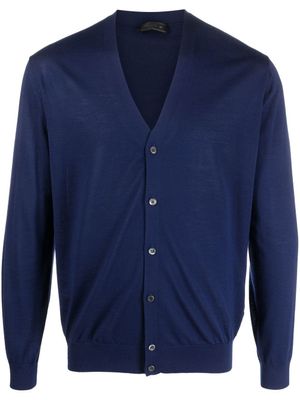 Prada cardigan en maille fine à col v - Bleu