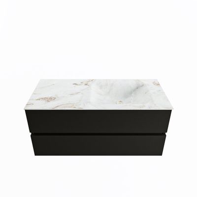 MONDIAZ VICA-DLUX 110cm badmeubel onderkast Urban 2 lades. Inbouw wastafel CLOUD rechts 1 kraangat, kleur Frappe.