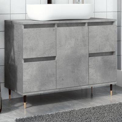 Badkamerkast 80x33x60 cm bewerkt hout betongrijs