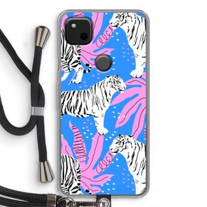 Tijger: Pixel 4a Transparant Hoesje met koord