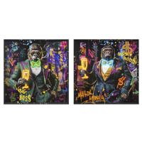 Schilderij Home ESPRIT Gorilla Loft 83 x 3,7 x 83 cm (2 Stuks)