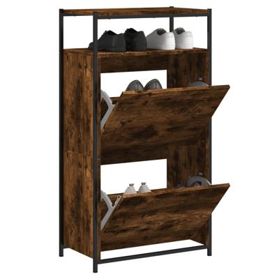 VidaXL Schoenenkast 60x34x112 cm bewerkt hout gerookt eikenkleurig
