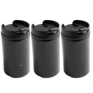 3x Warmhoudbekers/warm houd bekers metallic zwart 300 ml