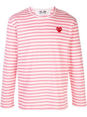 Comme Des Garçons Play t-shirt rayé à logo - Rose