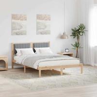 Bedframe met Gevoerd Hoofdgedeelte Lichtgrijs 140 x 200 cm Stof Bedframe met Gevoerd Hoofdgedeelte Lichtgrijs 140 x 200 cm Stof