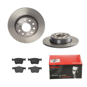 Remmenset, remschijf BREMBO, Remschijftype: Massief, Inbouwplaats: Achteras: , u.a. für VW, Audi, Seat, Skoda