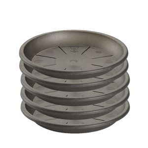 Set van 5x stuks water opvangschaal bakje Planten/bloempot antraciet grijs rond 16 cm