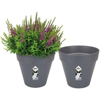 ELHO Set van 2 ronde bloempotten Loft Urban - 19 L - Ø 28,5 x H 26 cm - Zwart