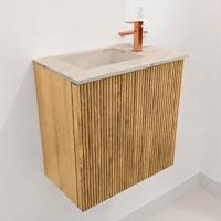 Toiletmeubel Mondiaz Joya Dlux | 40 cm | Meubelkleur Oak | Faye wastafel Frappe Wasbak Links | 1 kraangat