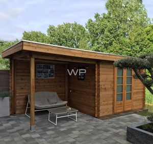 Woodpro Zwaantje Tuinhuis 550x200 cm 28 mm vuren blank- Plat dak- Onbehandeld vurenhout- Woodpro