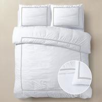 Dekbedovertrek Percale - Lits-Jumeaux (240x220 cm) - Wit Percale katoen - Dessin: Luxe - Primaviera Deluxe - Dekbed-Discounter.nl