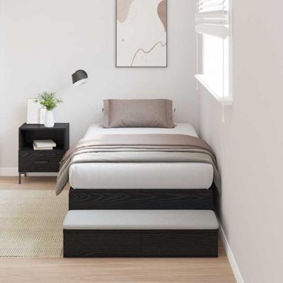 Opbergbedframe Zwart eiken 236.5 x 90 x 31.5 cm Bewerkt hout
