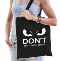Dont tell school cadeau katoenen tas zwart voor volwassenen - Feest Boodschappentassen - thumbnail