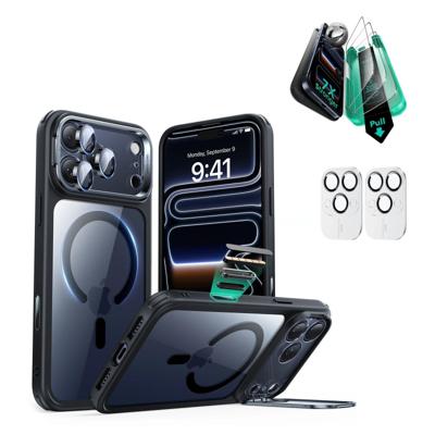 iPhone 17 Pro Bundle Classic Hybrid Magnetic Case (Camera Control, Stash Stand) and Armorite Screen Protector - Clear Black
