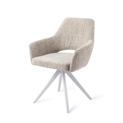 Jesper Home Draaibare Eetkamerstoel 'Yanai' Turn White, kleur Caramel Grid