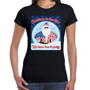 Fout Amerika kerst shirt Christmas in USA zwart voor dames