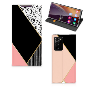 Samsung Galaxy Note 20 Ultra Stand Case Zwart Roze Vormen