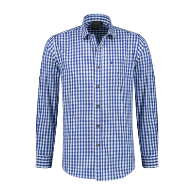 Blauw witte ruit blouse