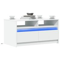 Salontafel met LED-verlichting bewerkt hout wit