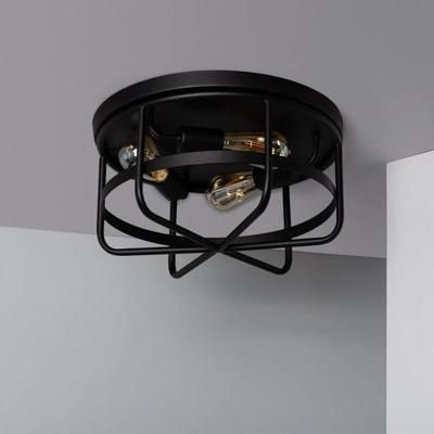 Plafondlamp zwart Industrieel &apos;Jill&apos; 3x E27 fitting rond metaal 400mm