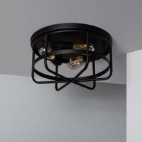Plafondlamp zwart Industrieel &apos;Jill&apos; 3x E27 fitting rond metaal 400mm