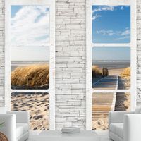Zelfklevend fotobehang -  Strand , Uitzicht uit een raam  , Premium Print - thumbnail