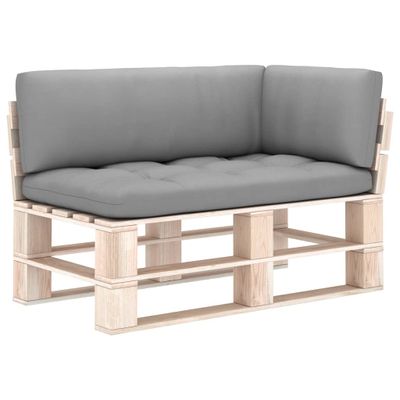 VidaXL Palletkussens 3 st stof grijs