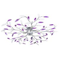 VidaXL Plafondlamp met acryl kristallen bladarmen voor 5xe14 paars