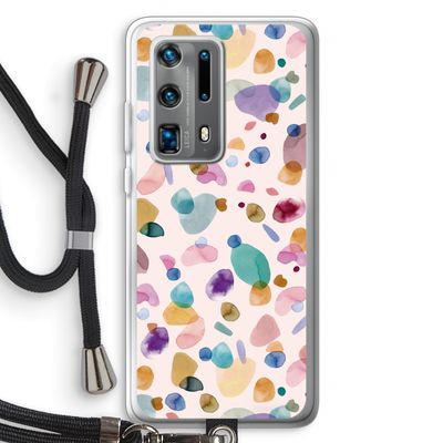 Terrazzo Memphis Pink: Huawei P40 Pro Plus Transparant Hoesje met koord