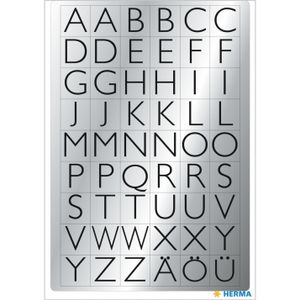 Stickervelletjes met 216x stuks alfabet plak letters zwart/zilver 13x12 mm   -