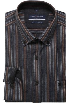 Casa Moda Casual Comfort Fit Overhemd grijs, Gestreept Casa Moda Casual Comfort Fit Overhemd grijs, Gestreept